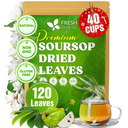 40 Premium Soursop Graviola Leaf Tea Bags, 100% Natural and Pure from Soursop Leaves, Handmade, Made With Natural Materials-Corn Fiber Tea Bag, Sugar/Caffeine/Gluten Free, Hoja Guanabana Tea