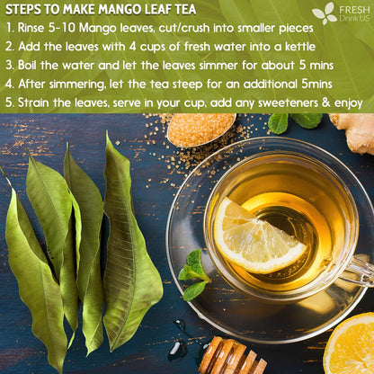 Mango Leaf, Whole Dried Leaves, Tea Bags, Powder, 100% Natural & Pure from Mango Leaves. Mango Dried Leaves. Loose Leaf Mango Herbal Tea. Mango Leaf Tea. No Sugar, No Caffeine, No Gluten, Vegan.