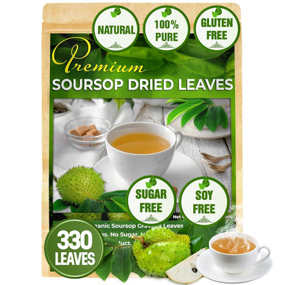 40 Premium Soursop Graviola Leaf Tea Bags, 100% Natural and Pure from Soursop Leaves, Handmade, Made With Natural Materials-Corn Fiber Tea Bag, Sugar/Caffeine/Gluten Free, Hoja Guanabana Tea