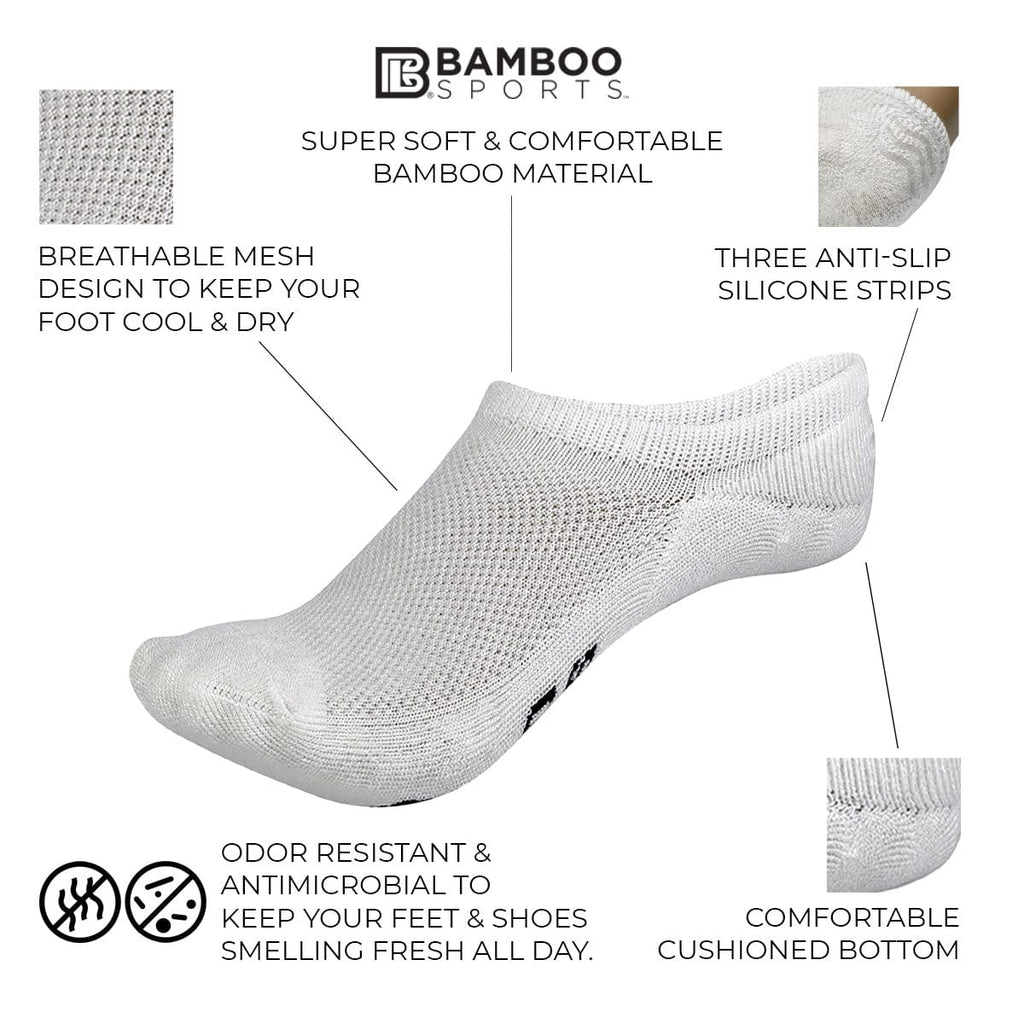Invisible No Show Bamboo Rayon Socks - 3 Pair and 6 Pair Packs Available